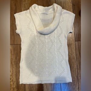 Charlotte Russe White Y2K Short Sleeve Cowl Neck Cable Knit Sweater